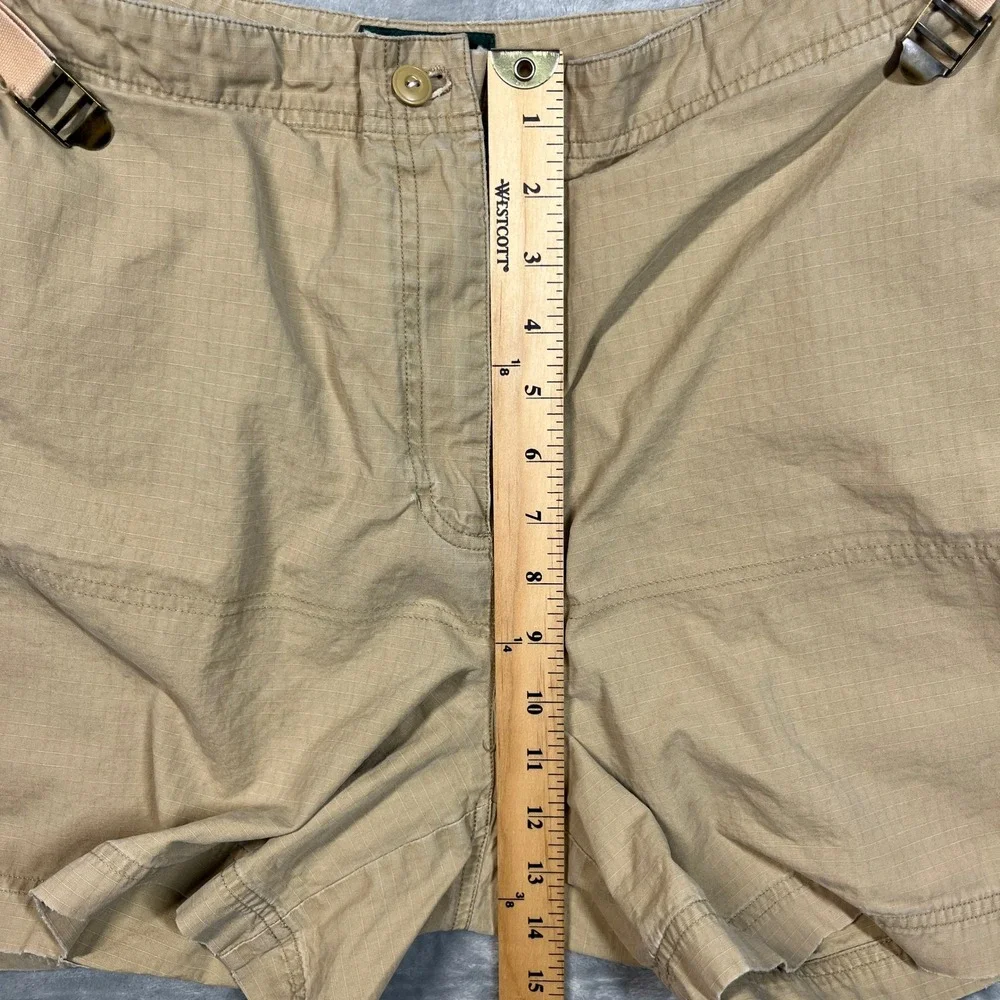 Lauren Ralph Lauren Khaki Cargo Shorts Women 16W Tan‎ Ripstop Cotton Cinch Waist